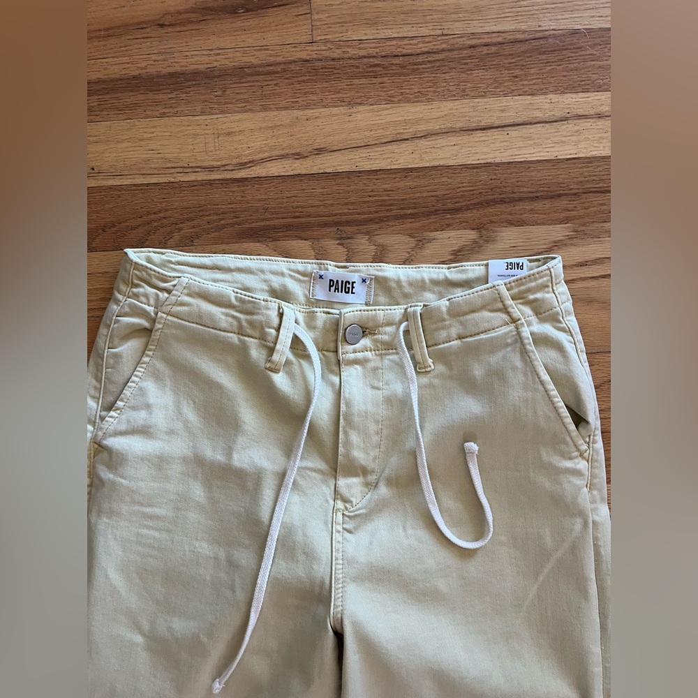 Paige Carly High Rise Wide Leg Cropped Pants in Pale Yellow Size 28 - Picture 3 of 4